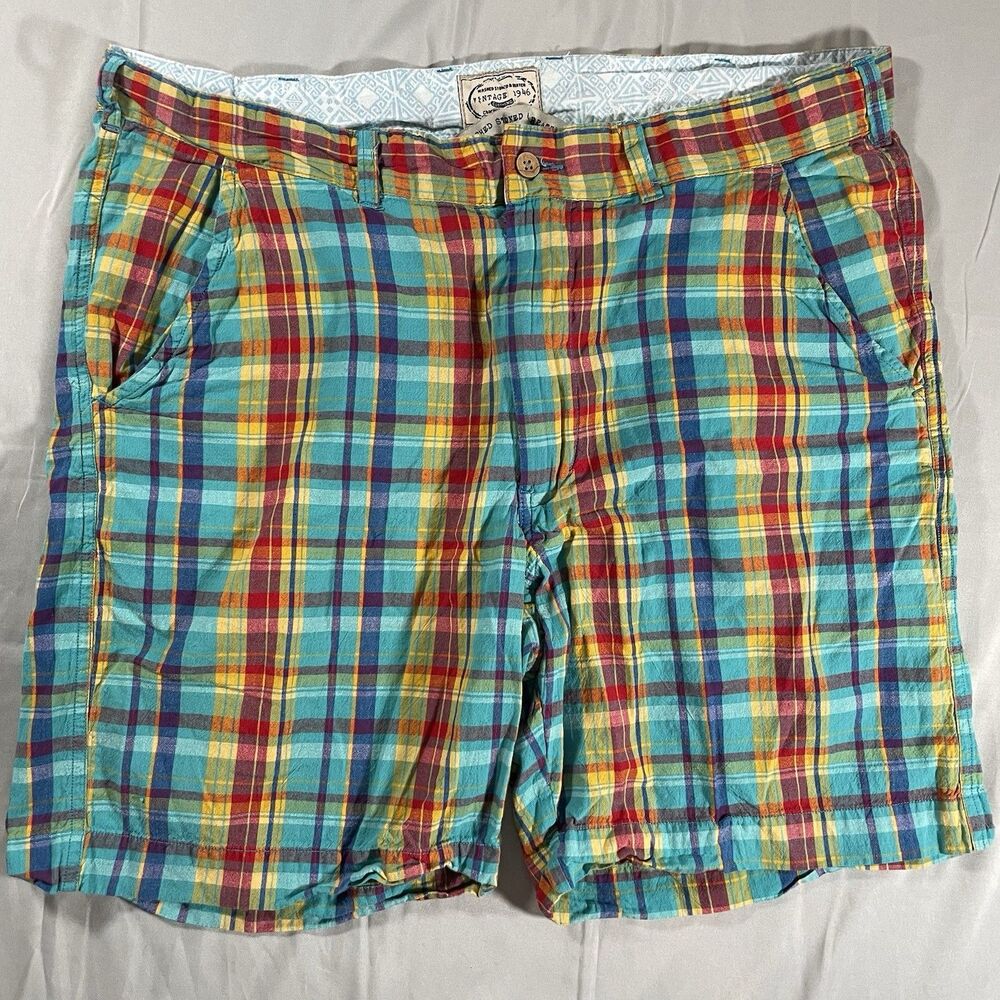 Washed Stoned Beaten Vintage 1946 Plaid Bermuda Shorts Mens Size 38